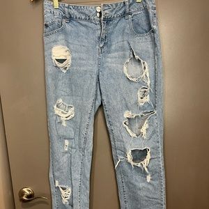 Ripped denim boyfriend jeans